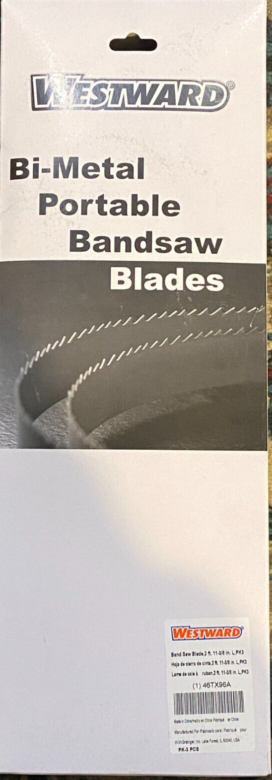 Westward 46Tx96A Band Saw Blade – 2 ft 11-3/8″. L – Pack of 3