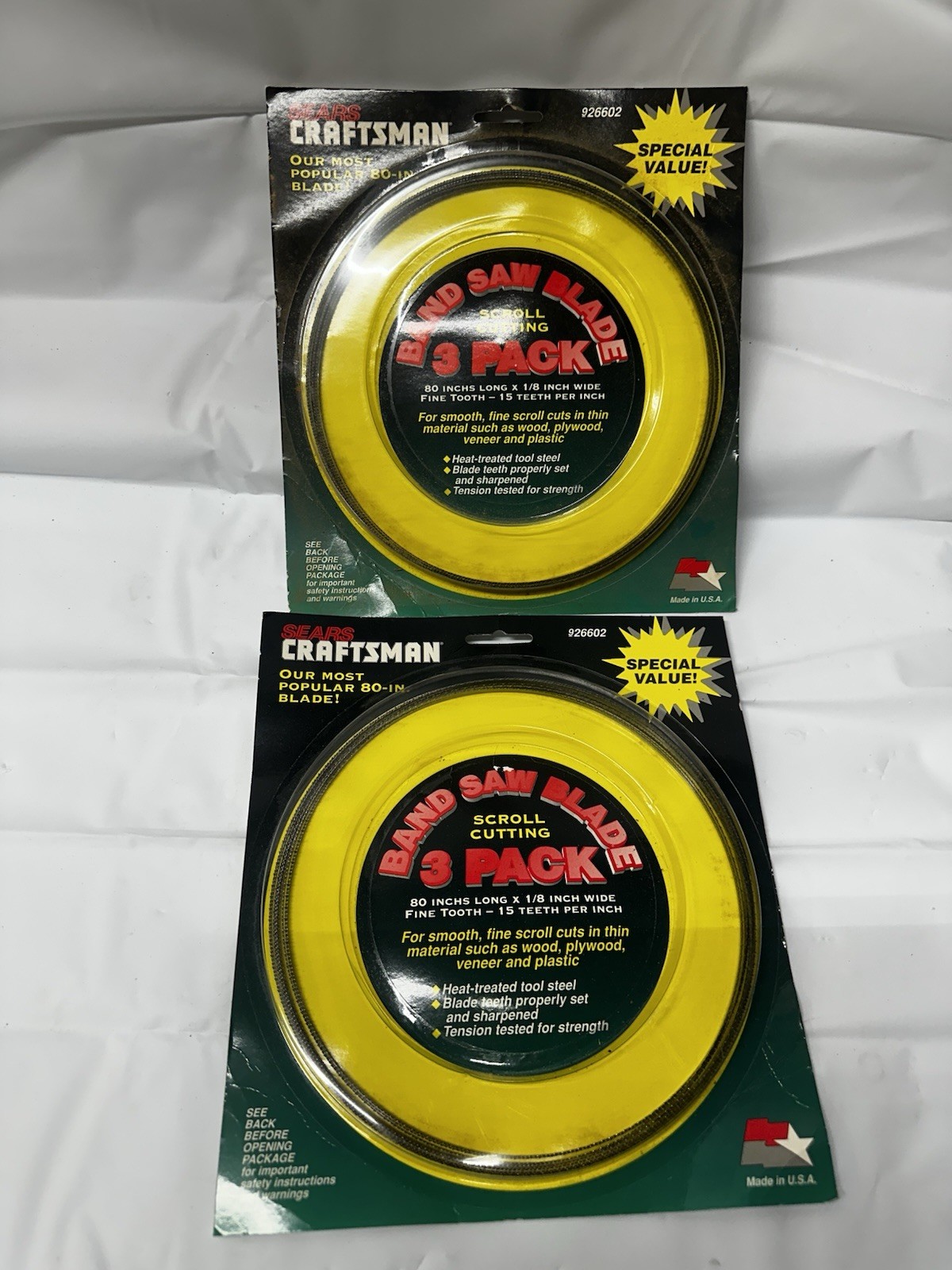 2- Sears Craftsman 926603 56 7/8″ Scroll Cutting Band Saw Blade 3 Pack NOS New