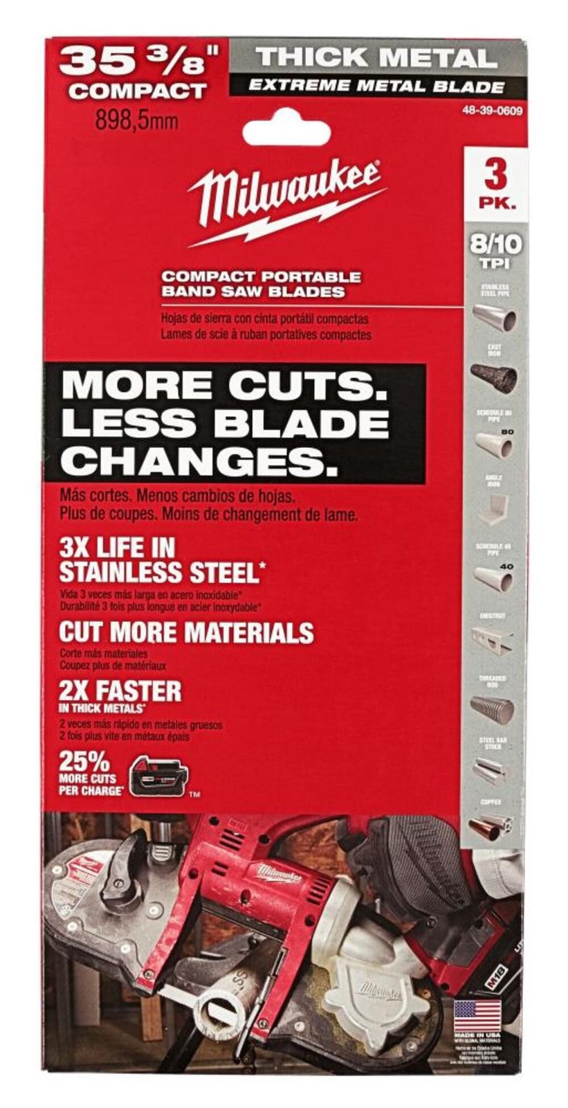 Milwaukee Extreme Thick Metal Band Saw Blades 3Pk Compact
