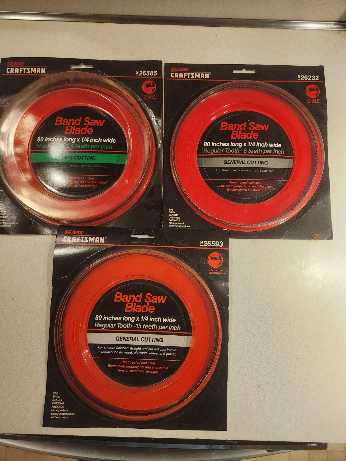set of 3 Craftsman Band Saw Blades #926585 #926232 #926593 unopened