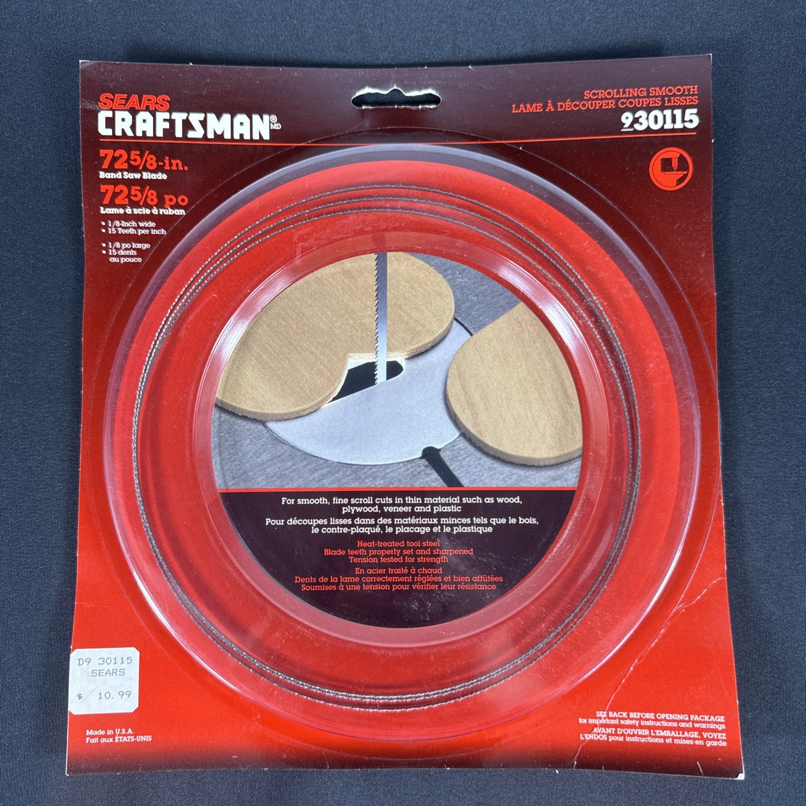 Craftsman Band Saw Blade 72 5/8″ – 1/8″ – 15 TPI NOS 930115 Vintage USA