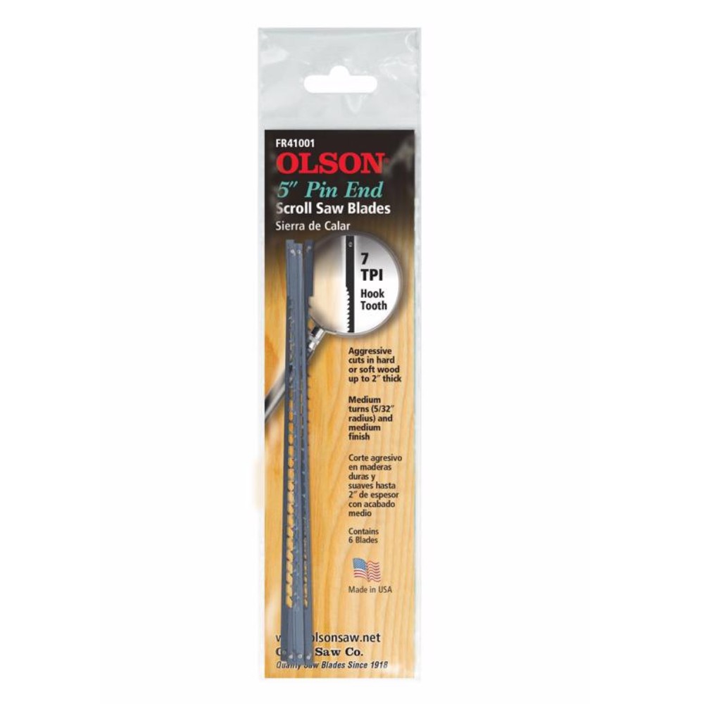 Olson 41101 15 TPI General Purpose 5 in. Steel Pin End Scroll Saw Blades