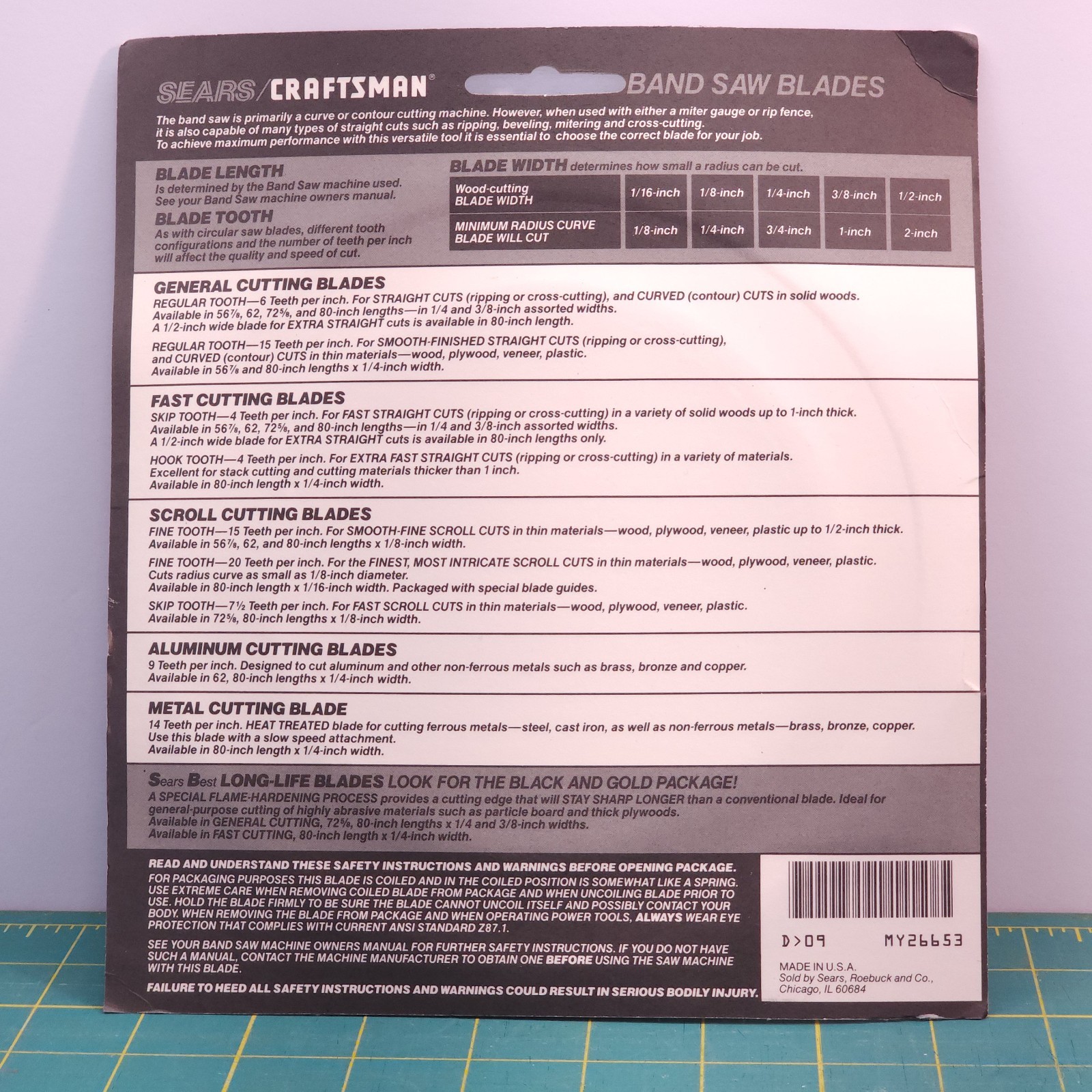 NEW Sears Craftsman 926653 Band Saw Blade 56 7/8”x1/4” 6 Teeth Per Inch