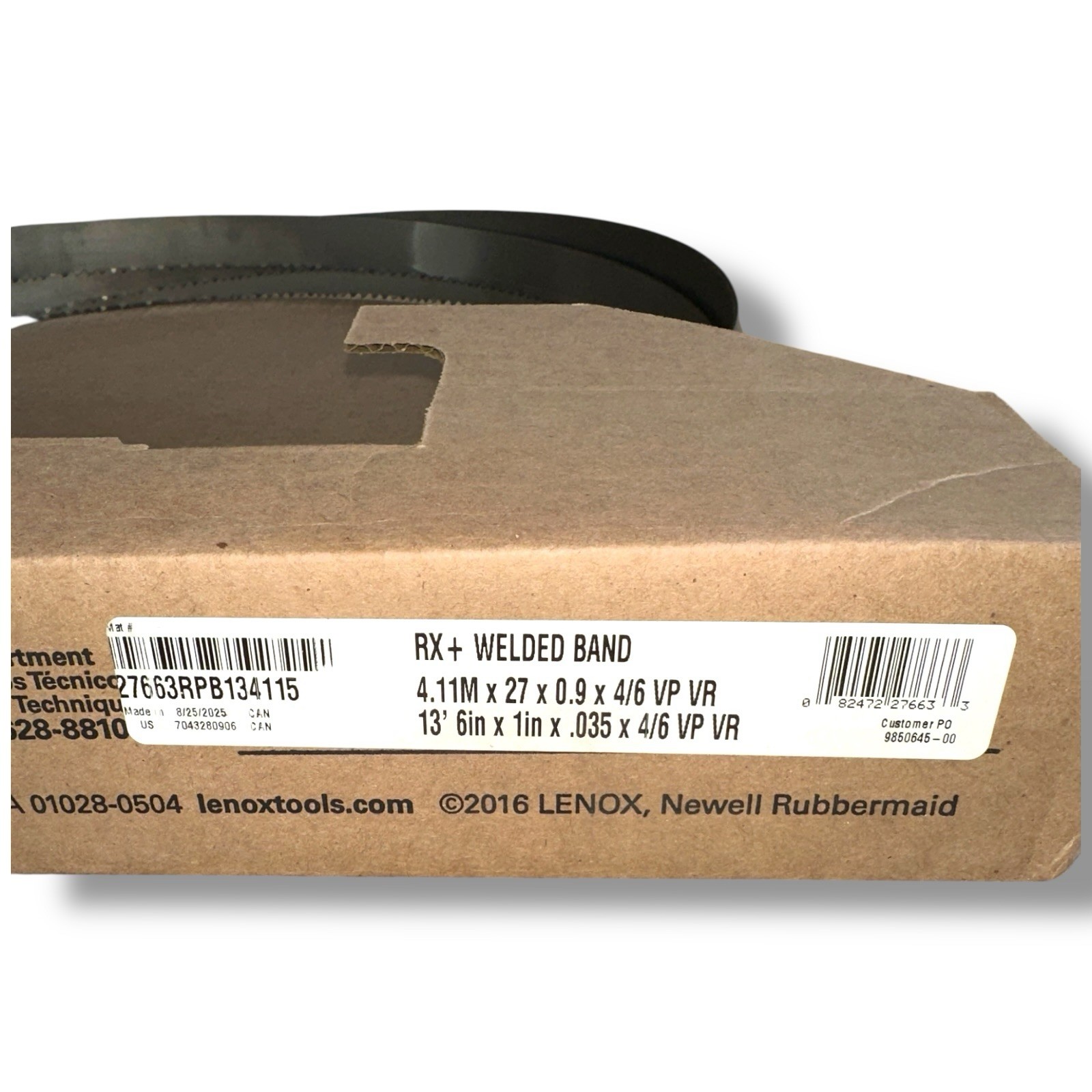 Lenox Welded Bandsaw Blade: 13′ 6 Long x 1″ Wide x 4 to 6 TPI