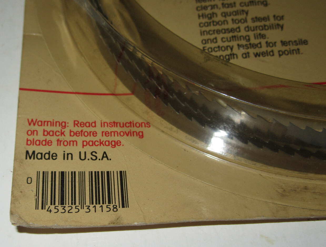 NOS USA Made Vermont American Woodcutting Bandsaw Blade #31158 3/8″ x 59 1/2″