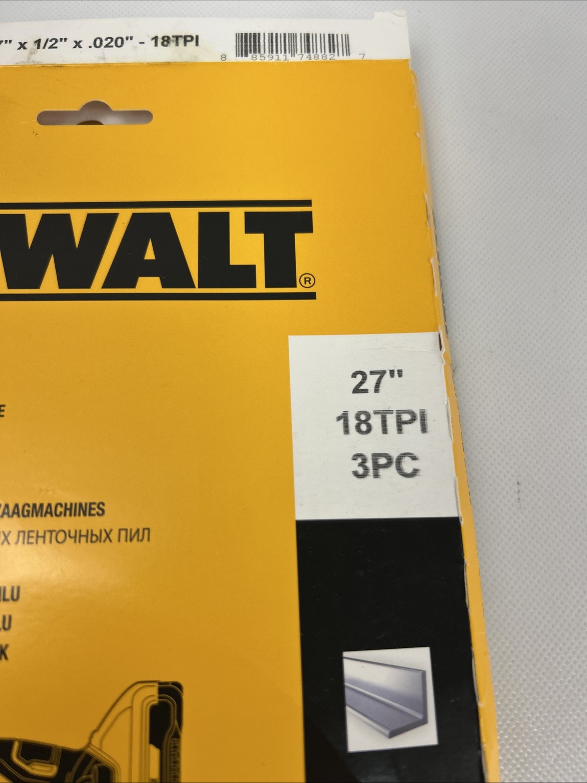 Portable Band Saw Blade, Bi-Metal, 18 TPI, 27” X1/2 In. – DWAPB27183- Box Damage