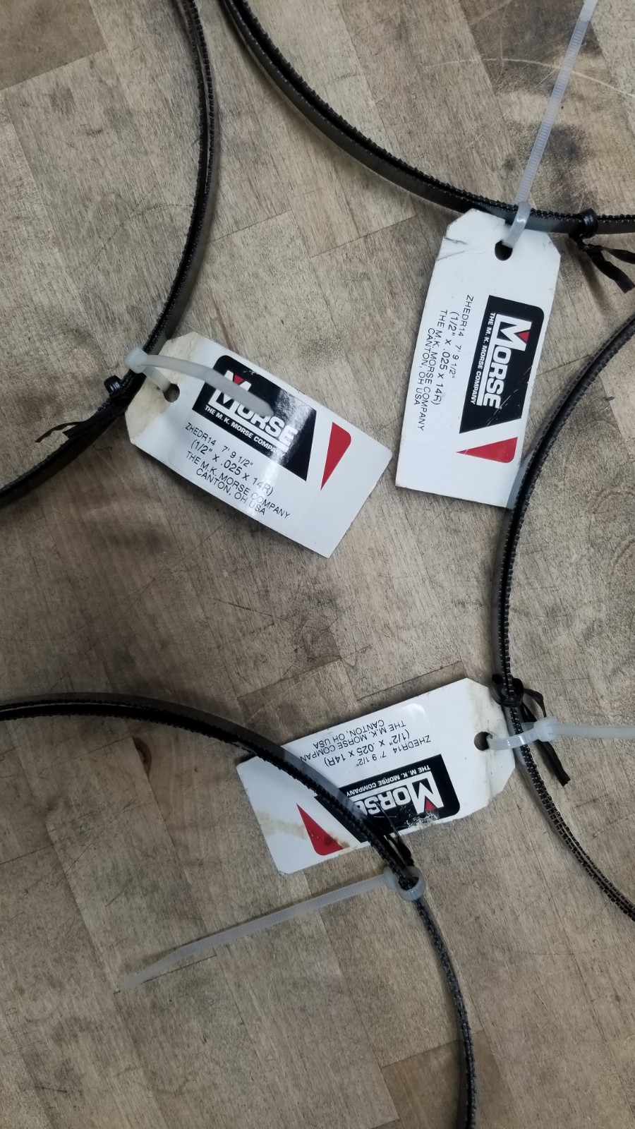(LOT of 4) Morse Zhedr14 7′ 9-1/2″ Band Saw Blade 7 Ft 9-1/2 In L, 1/2″ W 14 Tpi