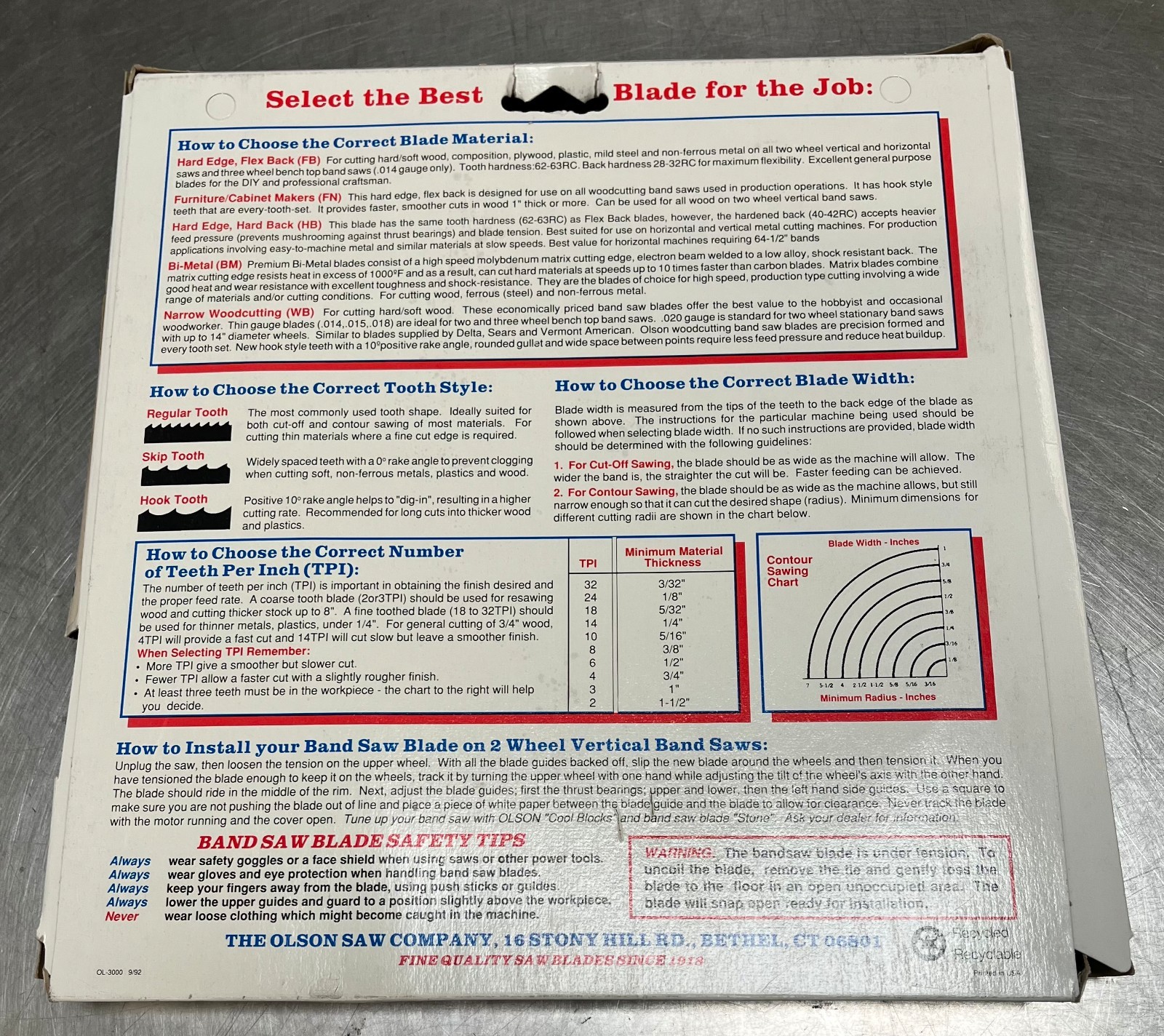 Olson Saw FB08580DB 1/8 by 0.025 by 80-Inch HEFB Band 14 TPI Regular, W2033751