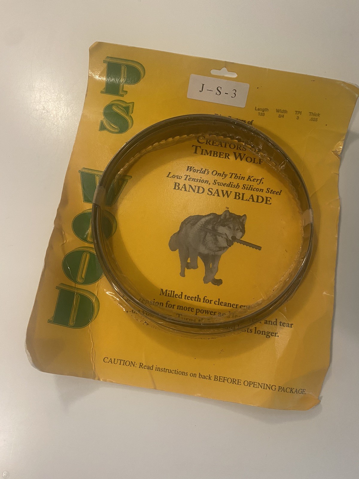 Band Saw Blade 133 Length 3/4 Width TPI 3 .025 Thick Timber Wolf PS Wood New