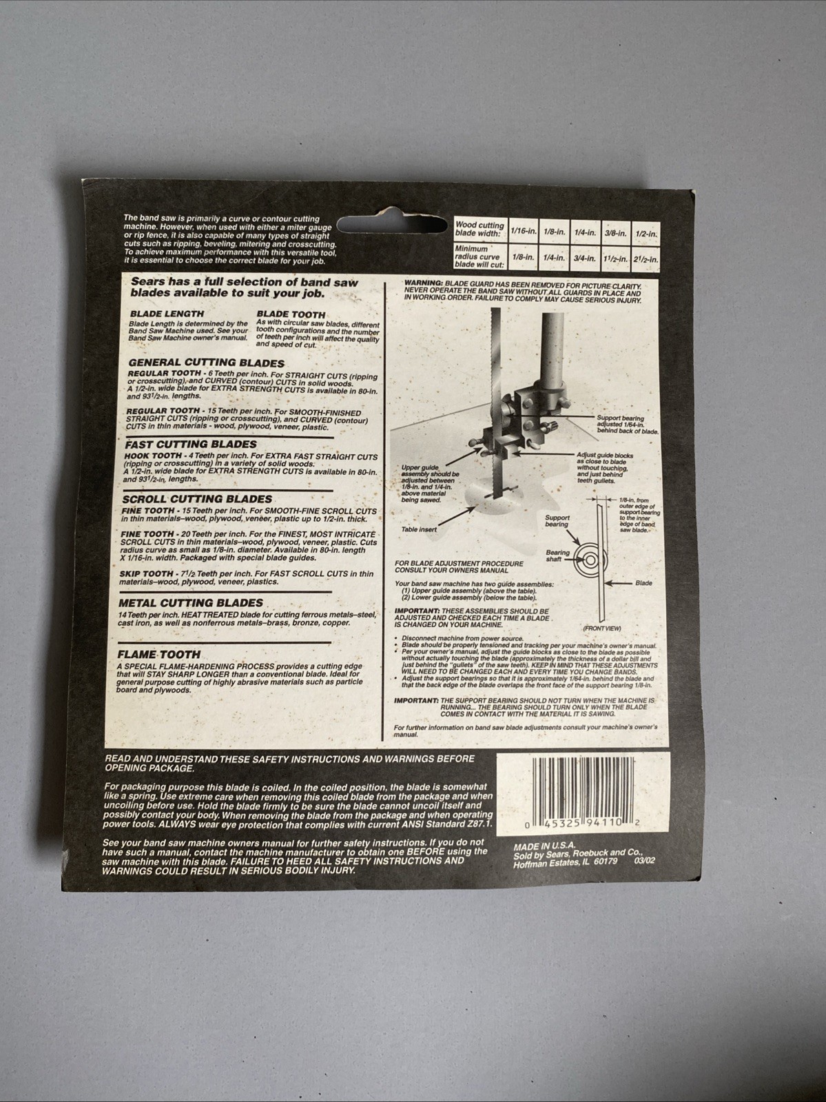 Craftsman Band Saw Blade 59 1/4” X 1/8″ X 15 TPI, 926665 Smooth Scrolling