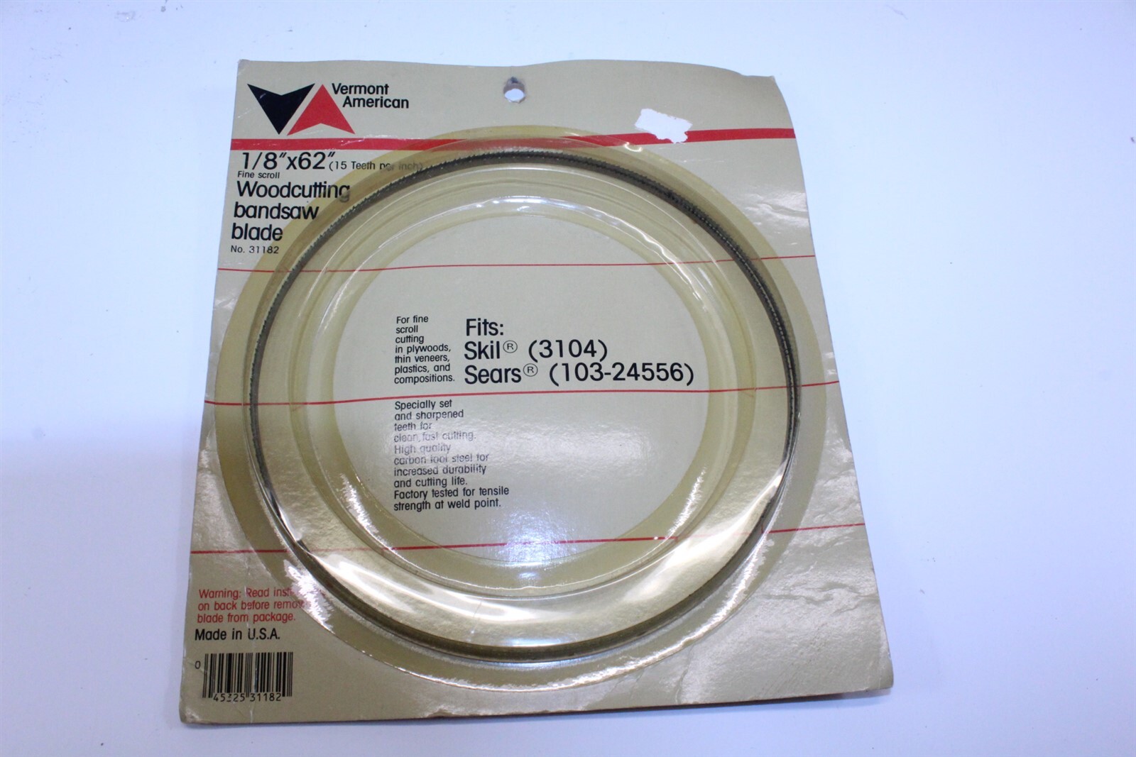 Vermont American 3/8″ x 62″ ( 15 teeth per ” ) Wood Cutting Bandsaw Blade 31182