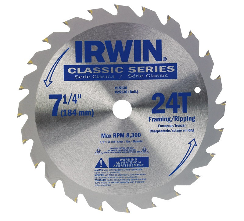 IRWIN 25130 Classic Carbide Circular Saw Blade 7-1/4 Dia. in. (Pack of 25)