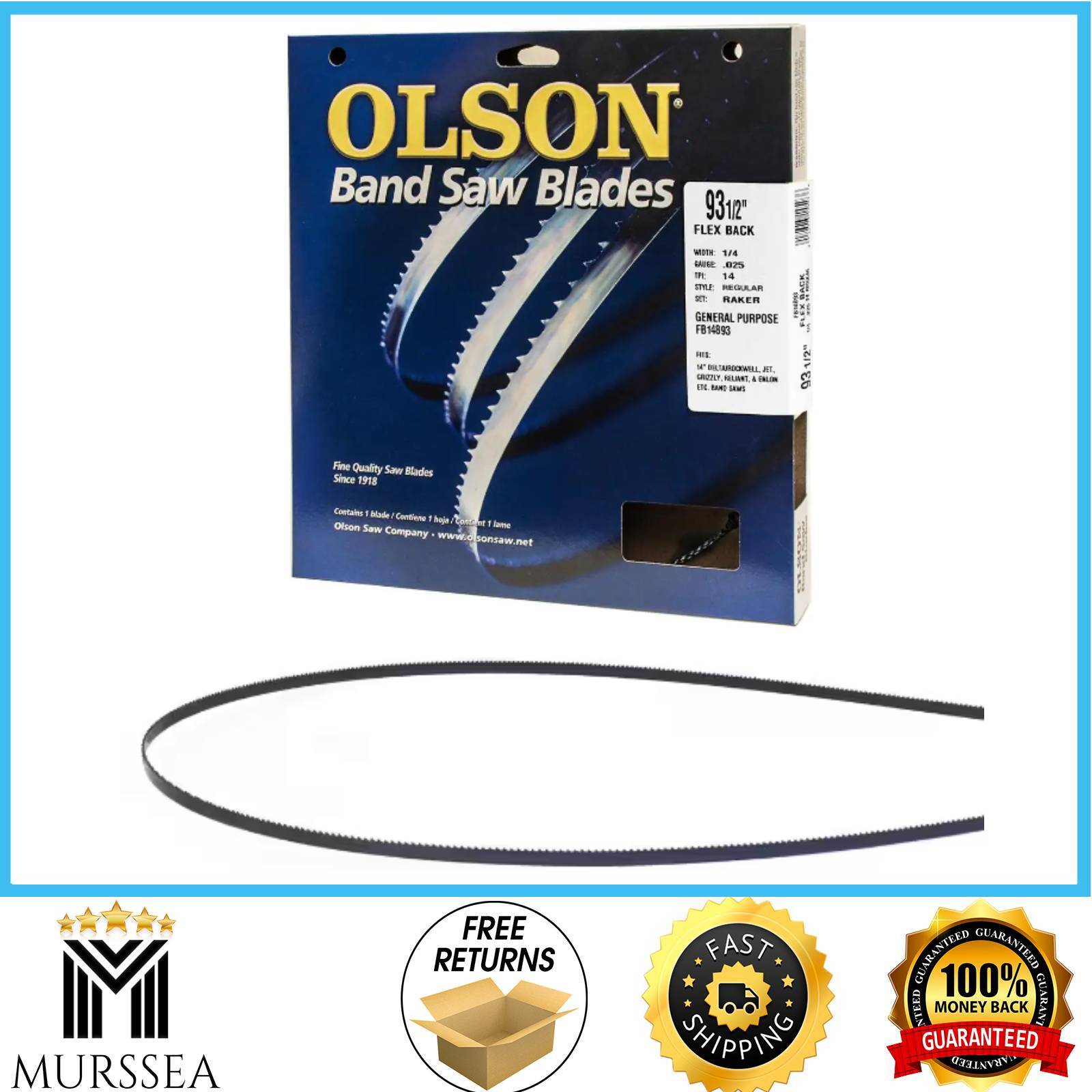 93-1/2″ L x 1/4″ with 14 TPI High Carbon Steel w/ Hardened Edges Band Saw Blade