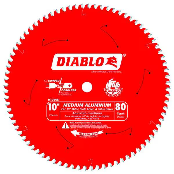 Diablo Carbide Circular Saw Blade Aluminum Non-Ferrous Metal 10″/12″ Size