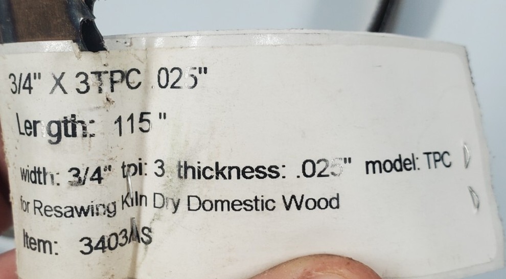 Timber Wolf – Band Saw Blade – 115″ x 3/4″ x 3 TPI x .025″
