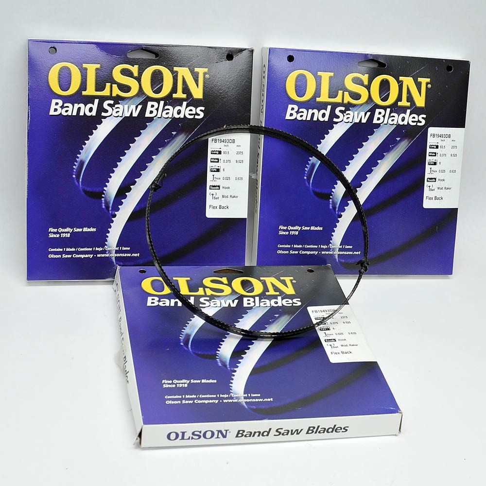 (Lot of 3) NEW Genuine Olson FB19493DB Bandsaw Blades 93.5″ .375″ 6TPI Flex Back