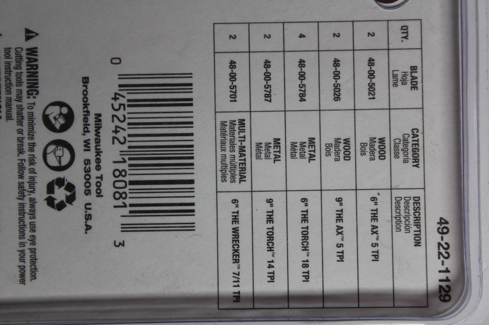 Milwaukee Tool 49-22-1129 12 Pc. SAWZALL® Demolition Blade Set NEW SEALED
