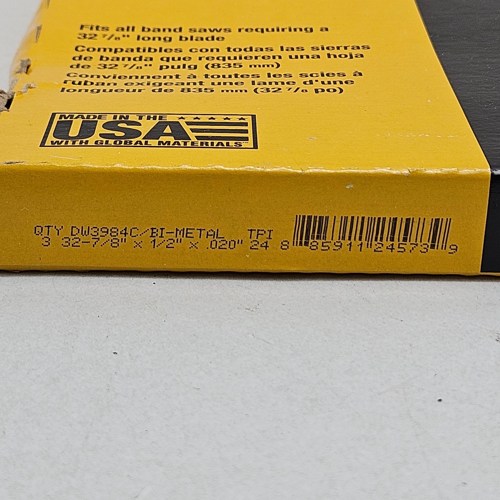 3 DEWALT Portable Band Saw Blade, 32-7/8-Inch, .020-Inch, 24 TPI Pack (DW3984C)