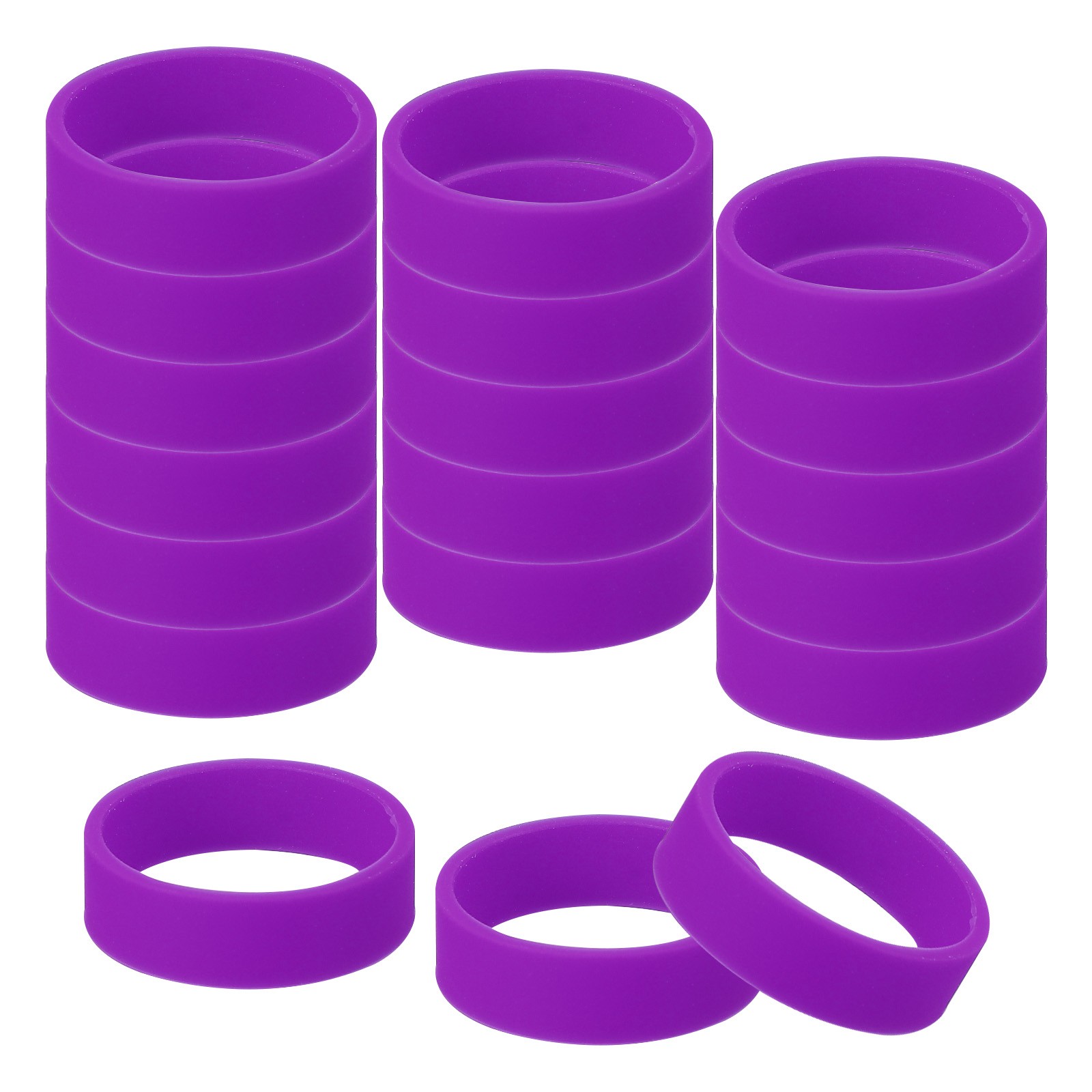 30Pcs 0.8 x 0.28 Inch Silicone Wide Rubber Bands for Fashion Accessory Purple