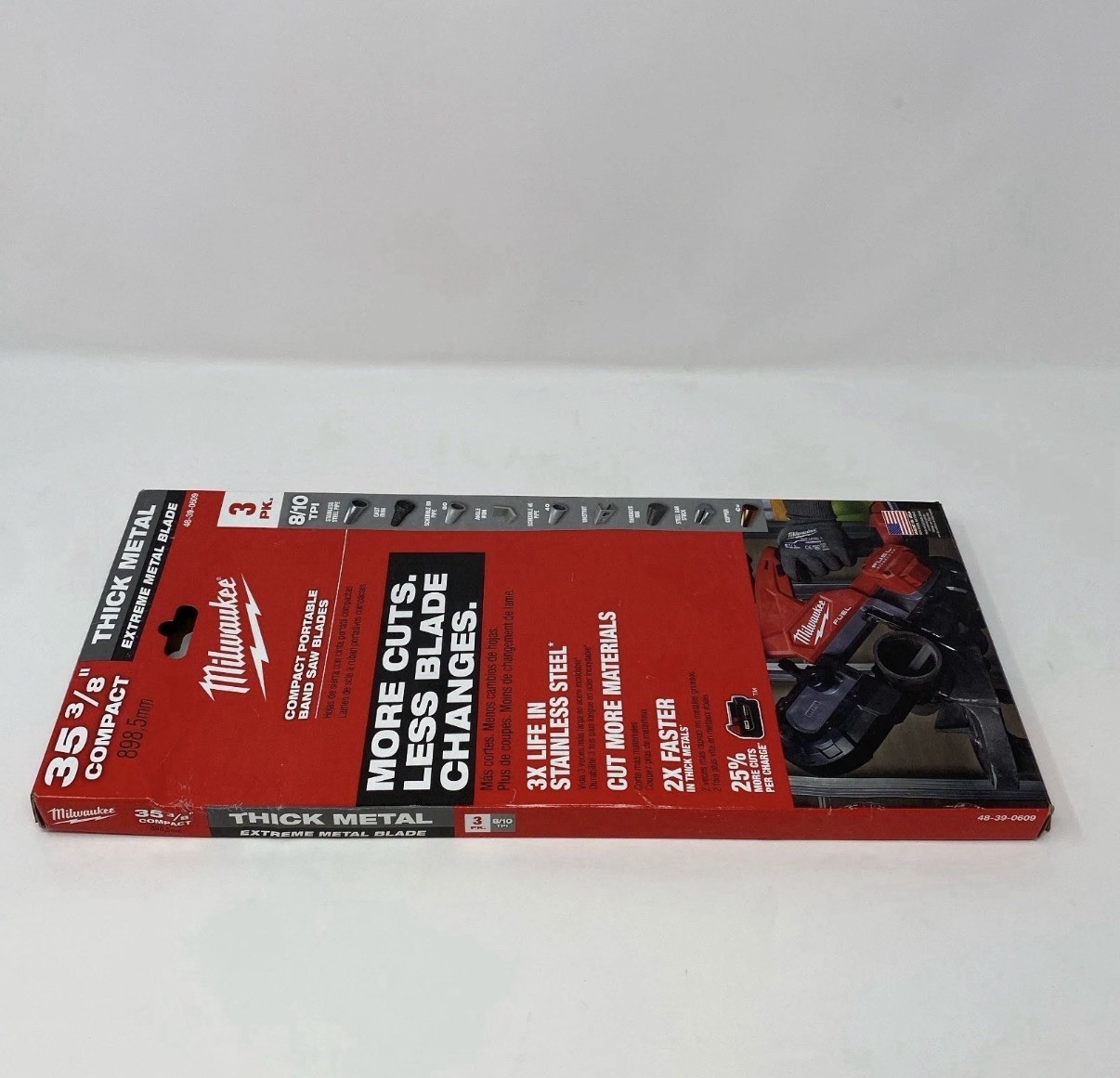 Milwaukee 35-3/8 in 8/10 TPI Band Saw Blades 3-Pack, Silver