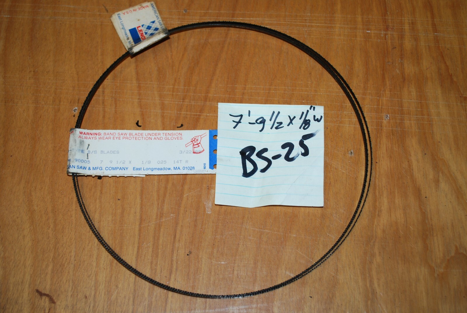 93-1/2″ (7′-9-1/2″) x 1/8″ 14 TPI R Neo Band Saw Blade – LENOX USA – NOS – BS-25