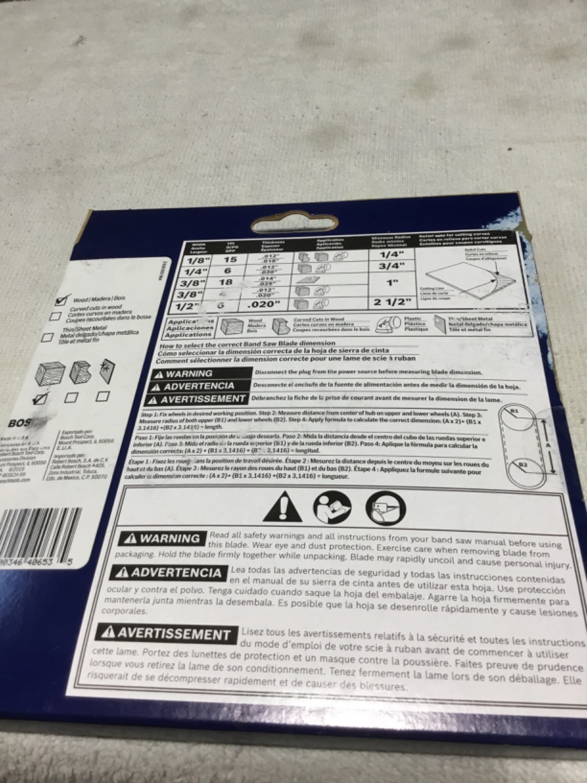 BOSCH #BS5912-15W BAND SAW BLADE 59.5″x1/8″x.012″x15 TPI BRAND NEW IN BOX