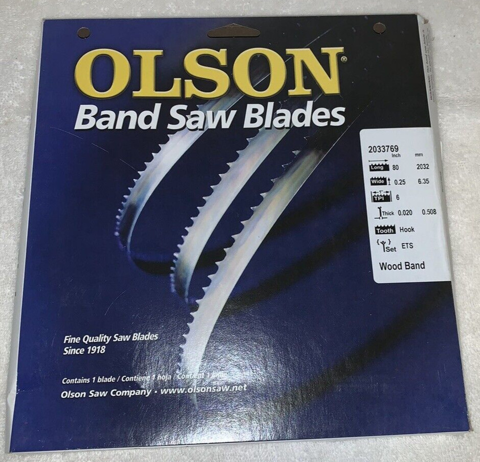 Olson Band Saw Blade 80″ Long, 6 TPI, 1/4″ Wide, Hook Tooth #2033769