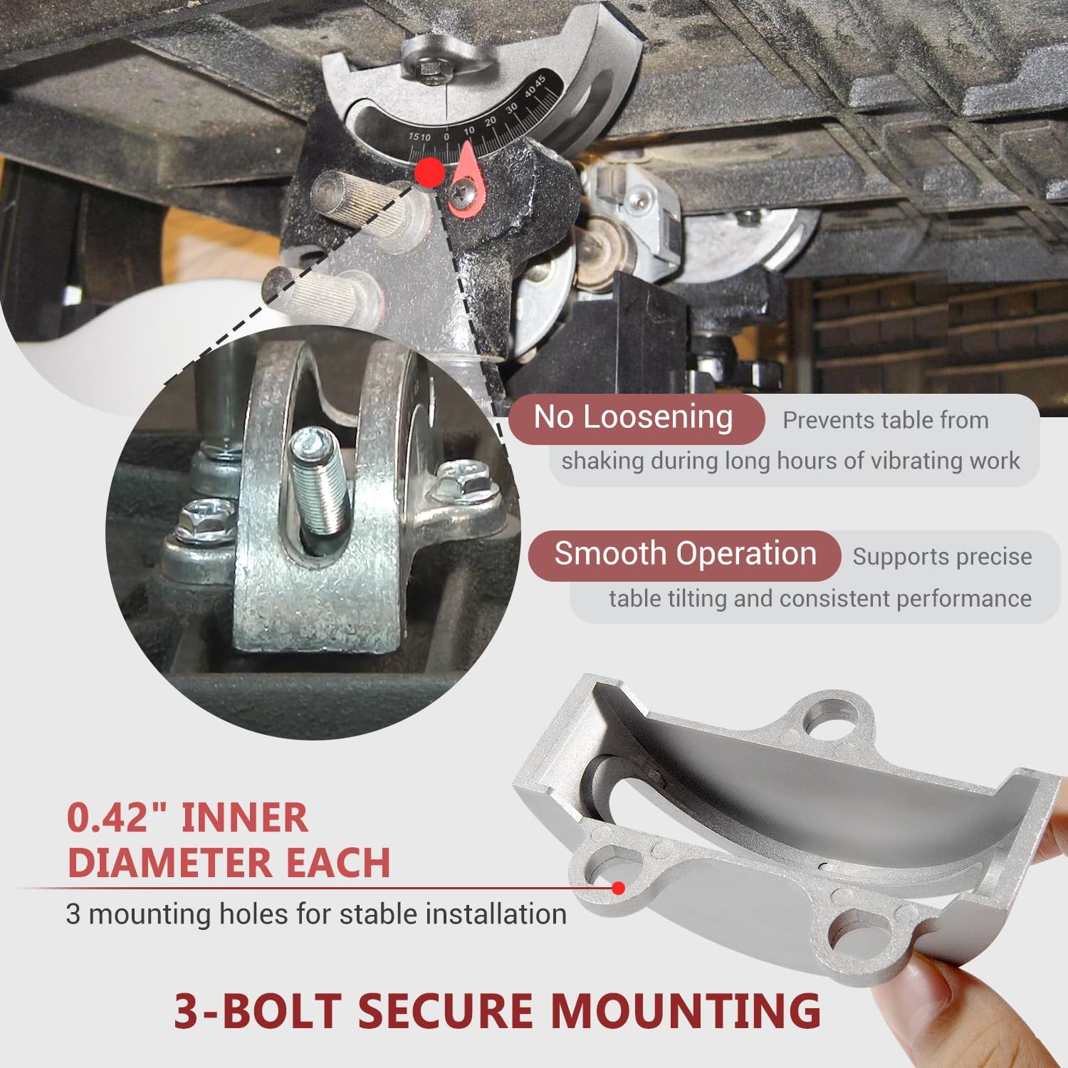 2-Pack Bandsaw Trunnions with Scale, Fit For 14″ Standard Bandsaws, Silver