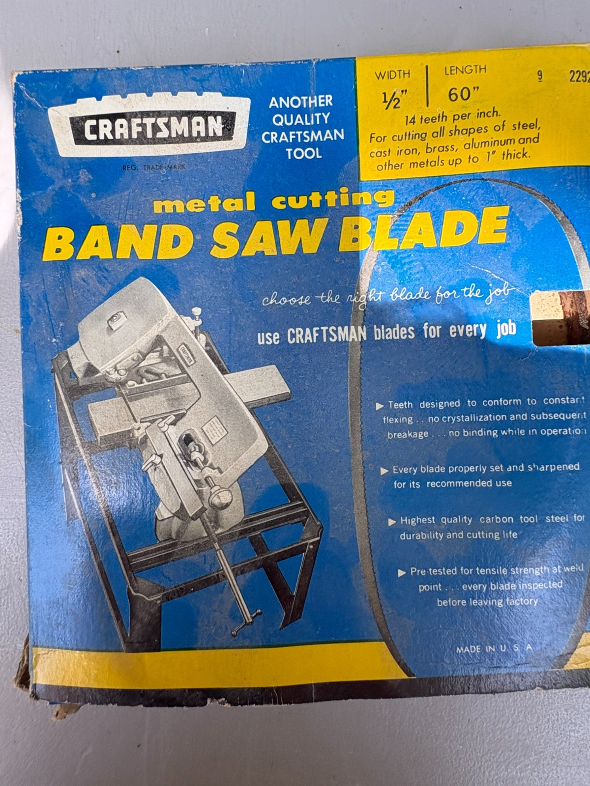 Craftsman 22927 Metal Cutting Band Saw Blade 60″ x 1/2″ 14 TPI Carbon St