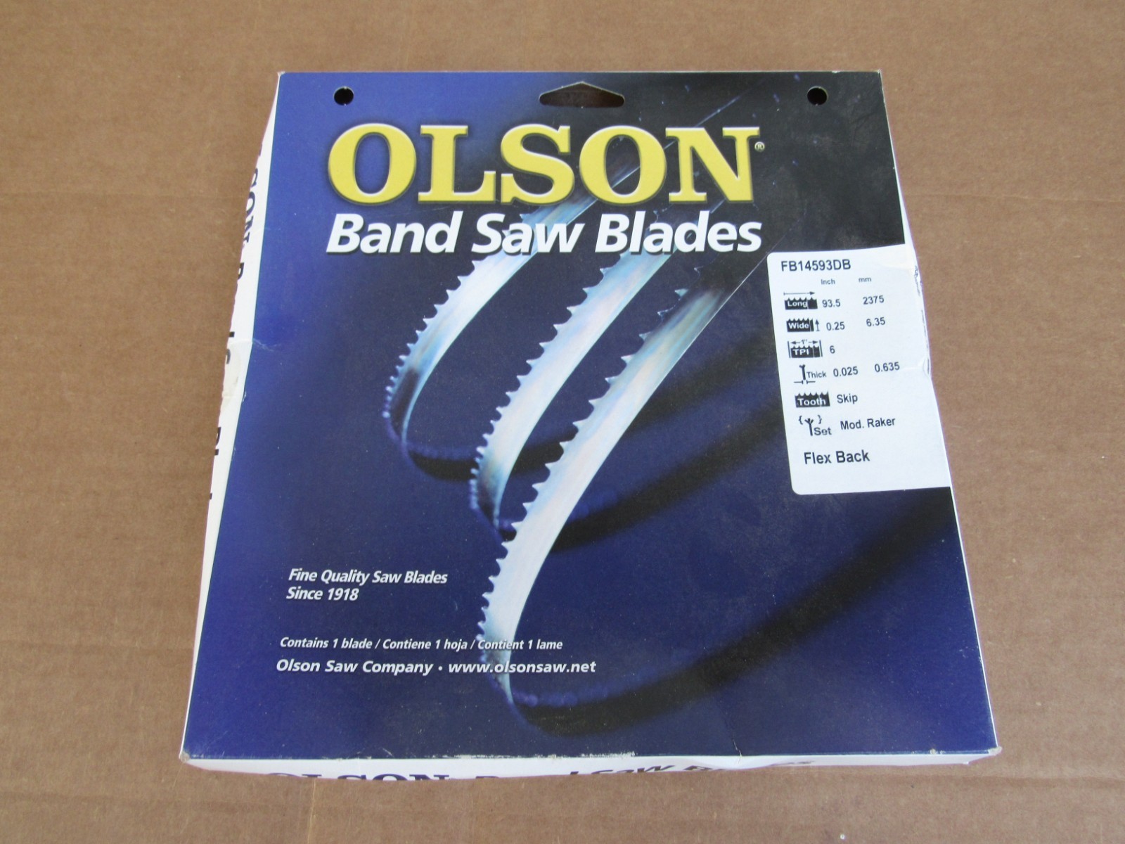 Olson 93-1/2” x 1/4 In. 6 TPI Skip Flex Back Band Saw Blade ROKWELL 14”