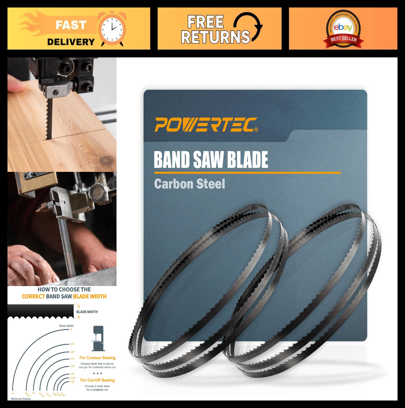80″ Bandsaw Blades 1/8″ x 14 TPI for Woodworking – 2 Pack Compatible with Crafts