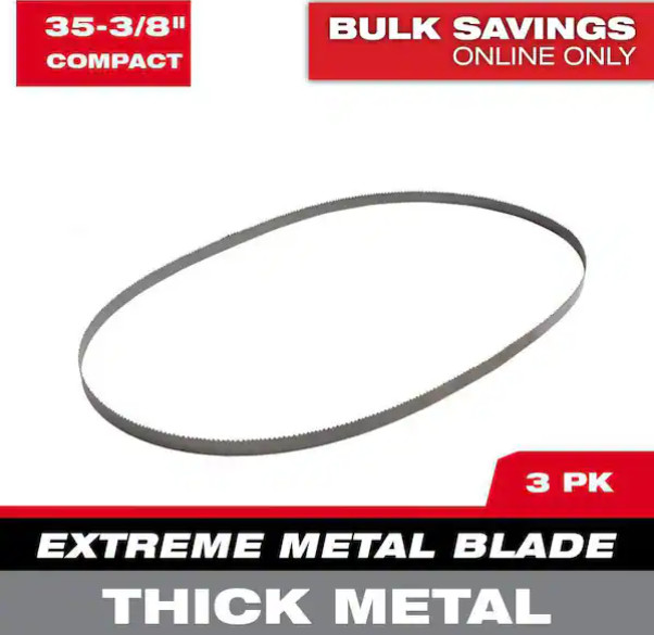 3 Milwaukee 48-39-0609 35-3/8″ 8-10 TPI Extreme Thick Metal Bandsaw Blades 3PKS