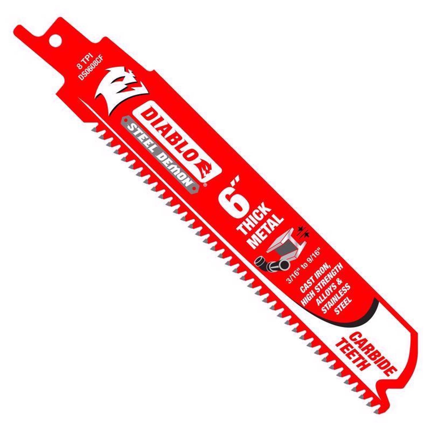 Diablo DS0608CF3 Steel Demon Carbide Reciprocating Saw Blade 6 in.
