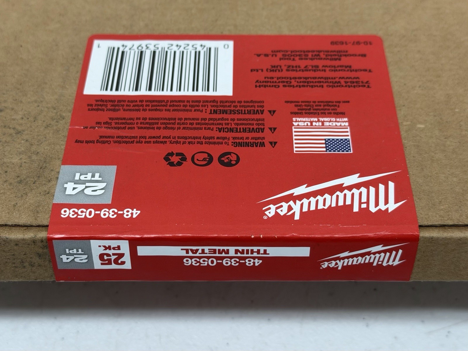 25PK Milwaukee 35 3/8″ 24 TPI Compact Band Saw Blade/Thin Metal 48-39-0536