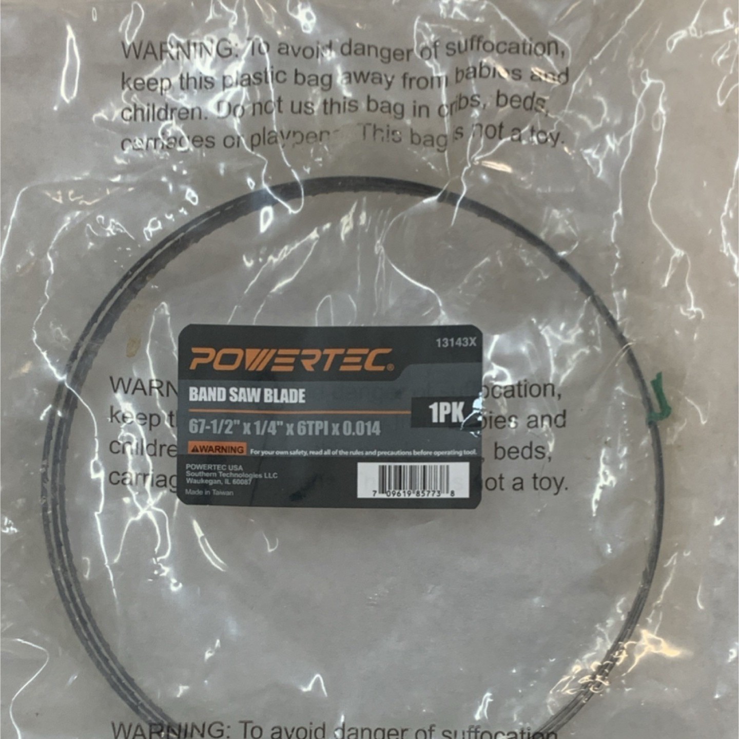 POWERTEC Band Saw Blade 13143X 67-1/2″ x 1/4″ x 6TPI x 0.014 Silver