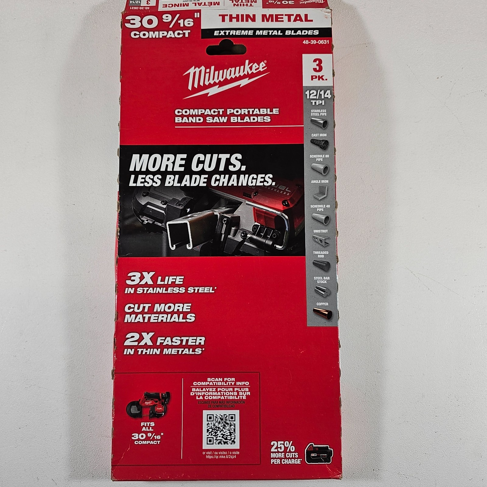 Milwaukee 30-9/16″ Compact Band Saw Blades Thin Metal 12/14 TPI Lot of 5
