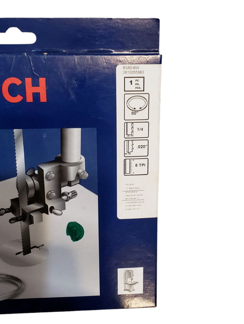 New In Box Bosch BS80-6W 80″ Bandsaw Blade 1/4″ width .020″ Gauge 6 TPI