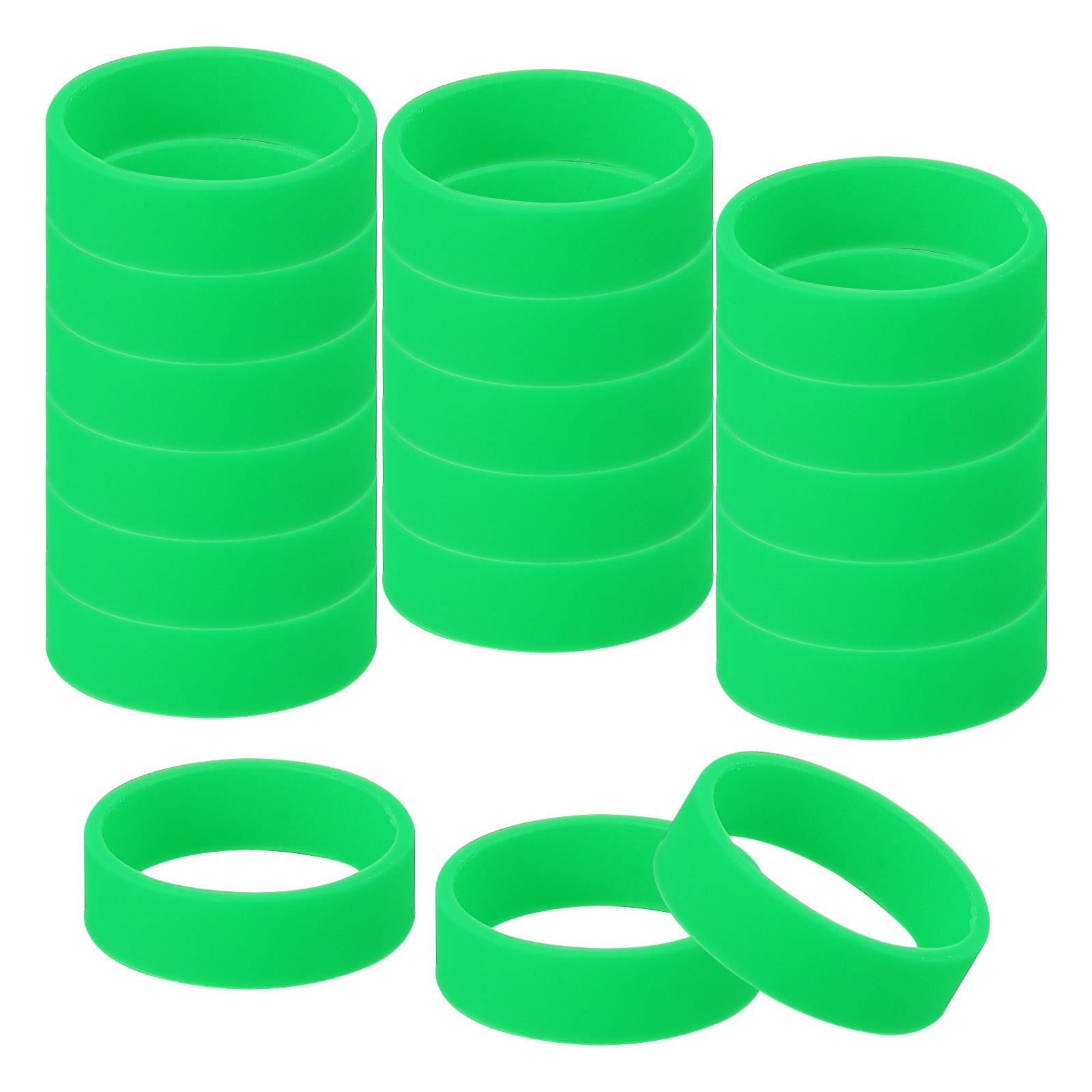 30Pcs 0.8 x 0.28 Inch Silicone Wide Rubber Bands for Fashion Accessory, Green