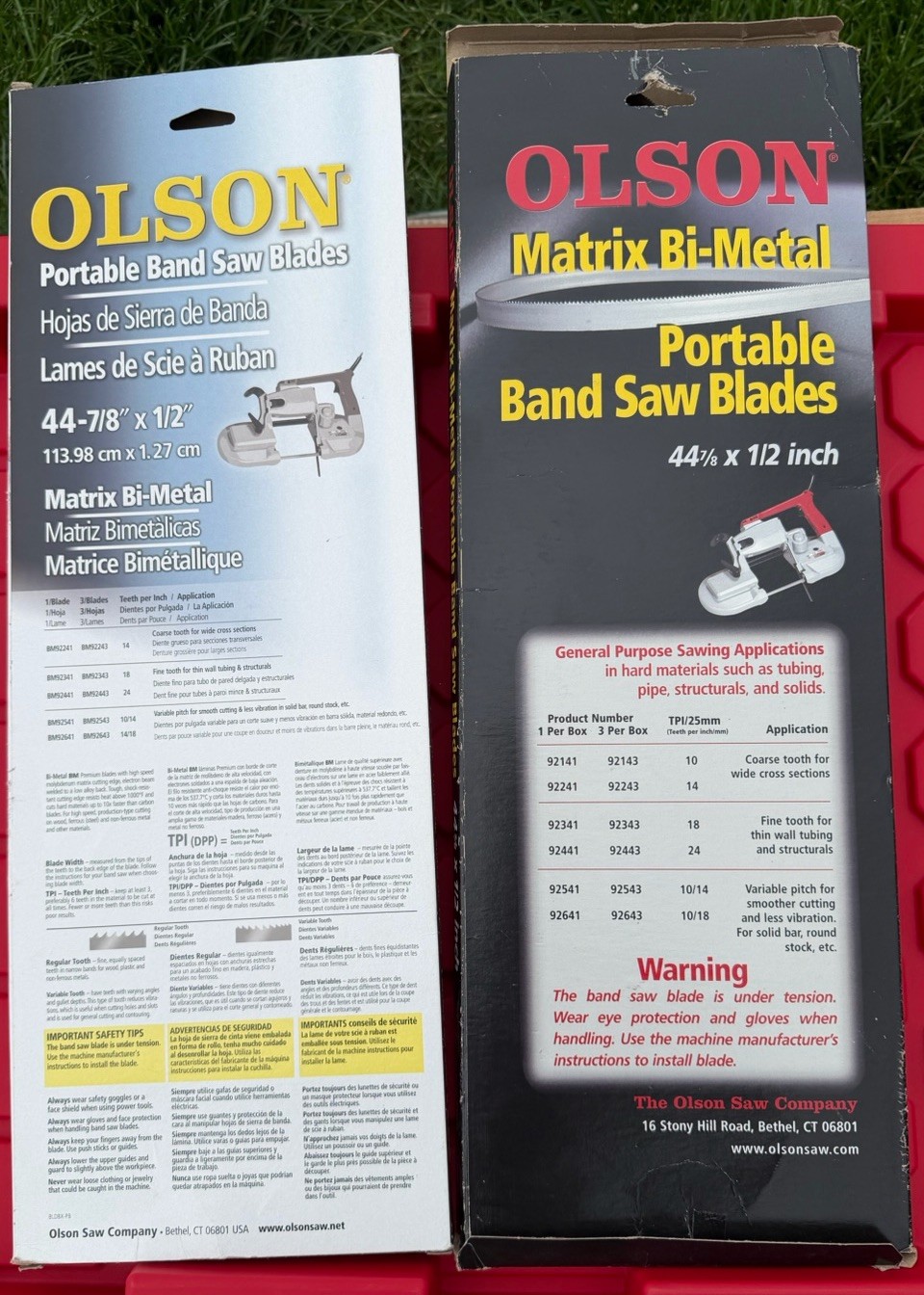 Lot Of 2 Olson Portable Band Saw Blade – 2061505 – 44-7/8″ x 1/2″ – USA