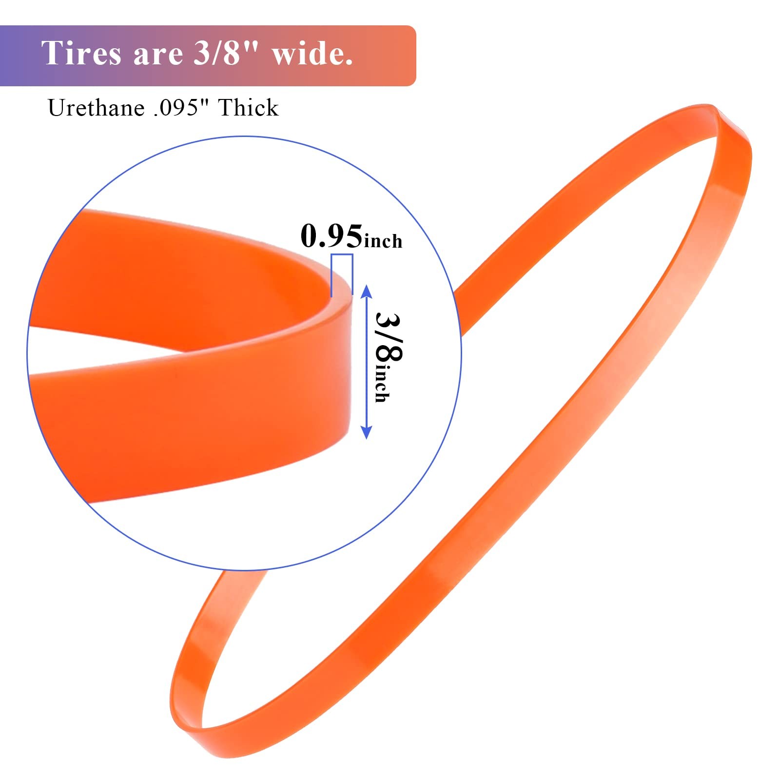 Urethane Band Saw Tires 6″ Inch x 3/8″ x.095″ FOR 3-wheel 10″ Orange