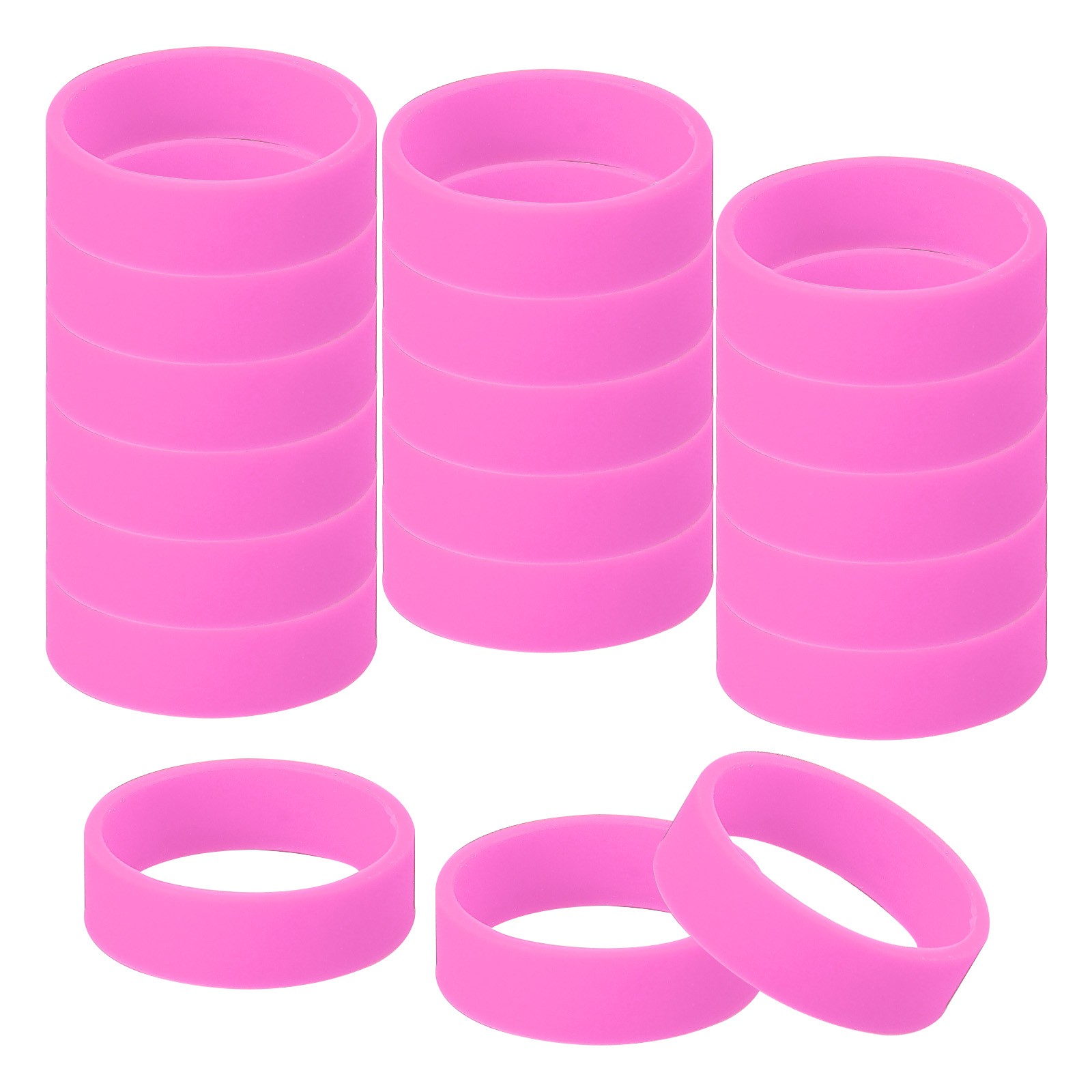 30Pcs 0.8 x 0.28 Inch Silicone Wide Rubber Bands for Fashion Accessory, Pink