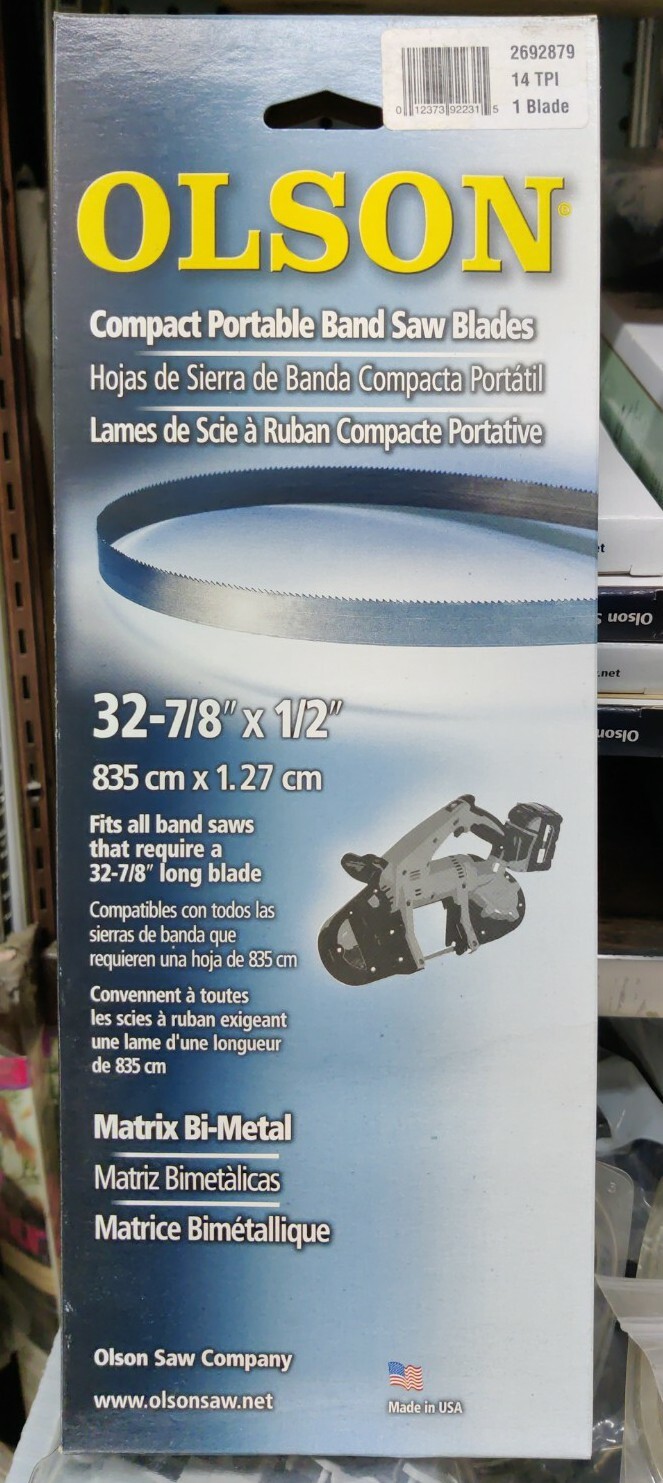 Olson BM92231 14 TPI Bi-Metal Portable Band Saw Blade 32-7/8 L x 1/2 W in.