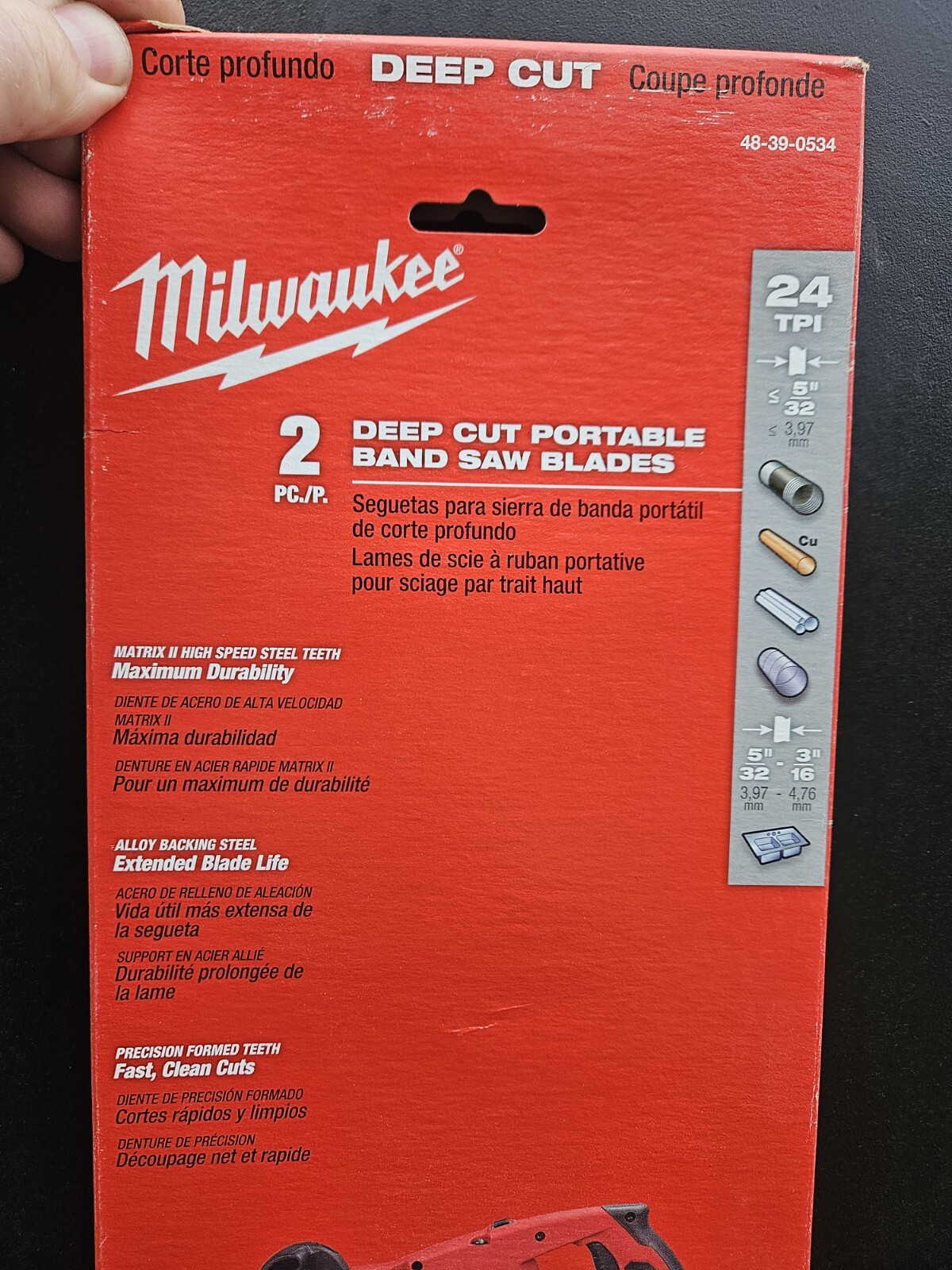 Milwaukee 48-39-0534 Deep Cut Band Saw Blade 44-7/8-Inch 24TPI, 2 Pack