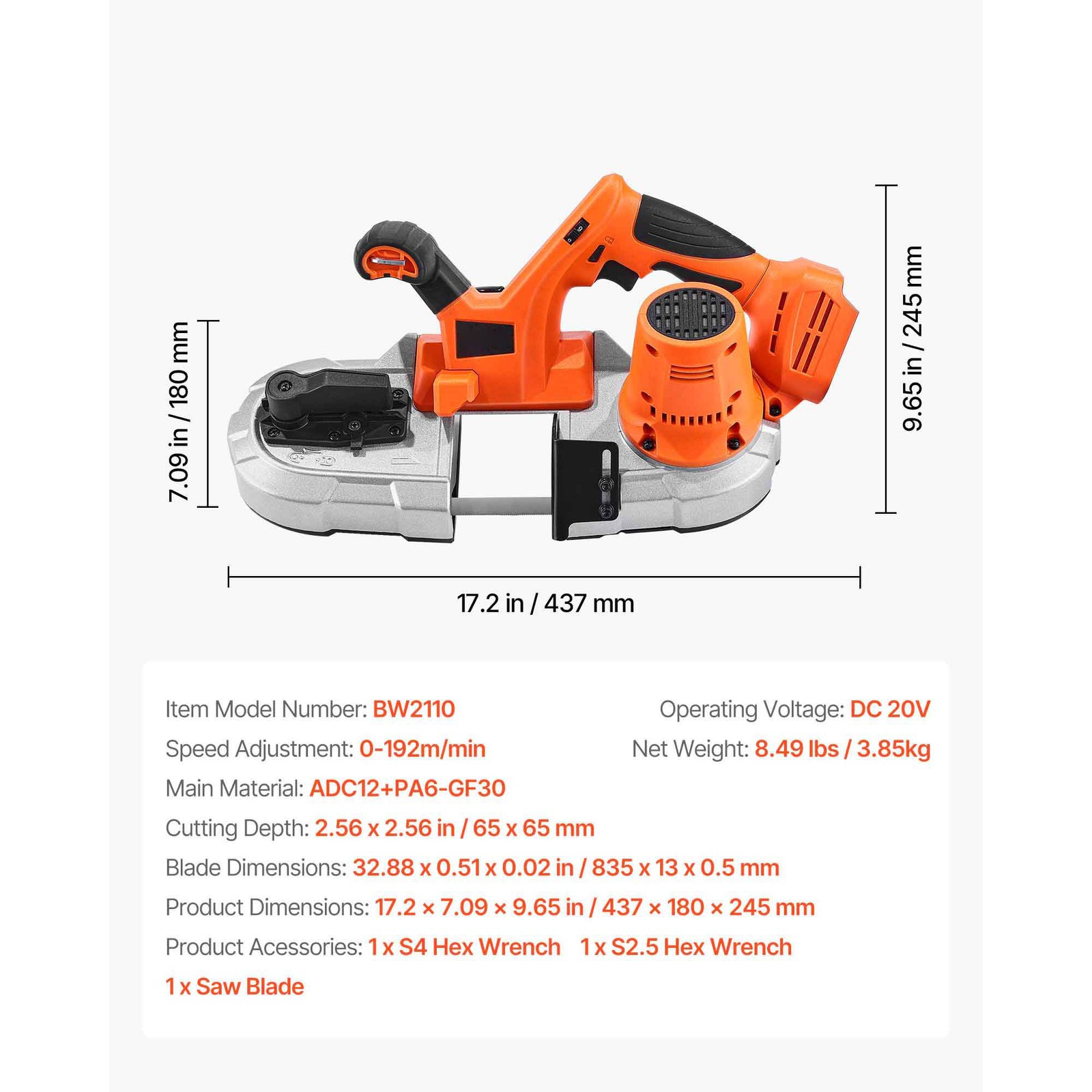 Uimoso Cordless Portable Band Saw, 2.56/5-Inch Cutting Depth, Adjustable Speed