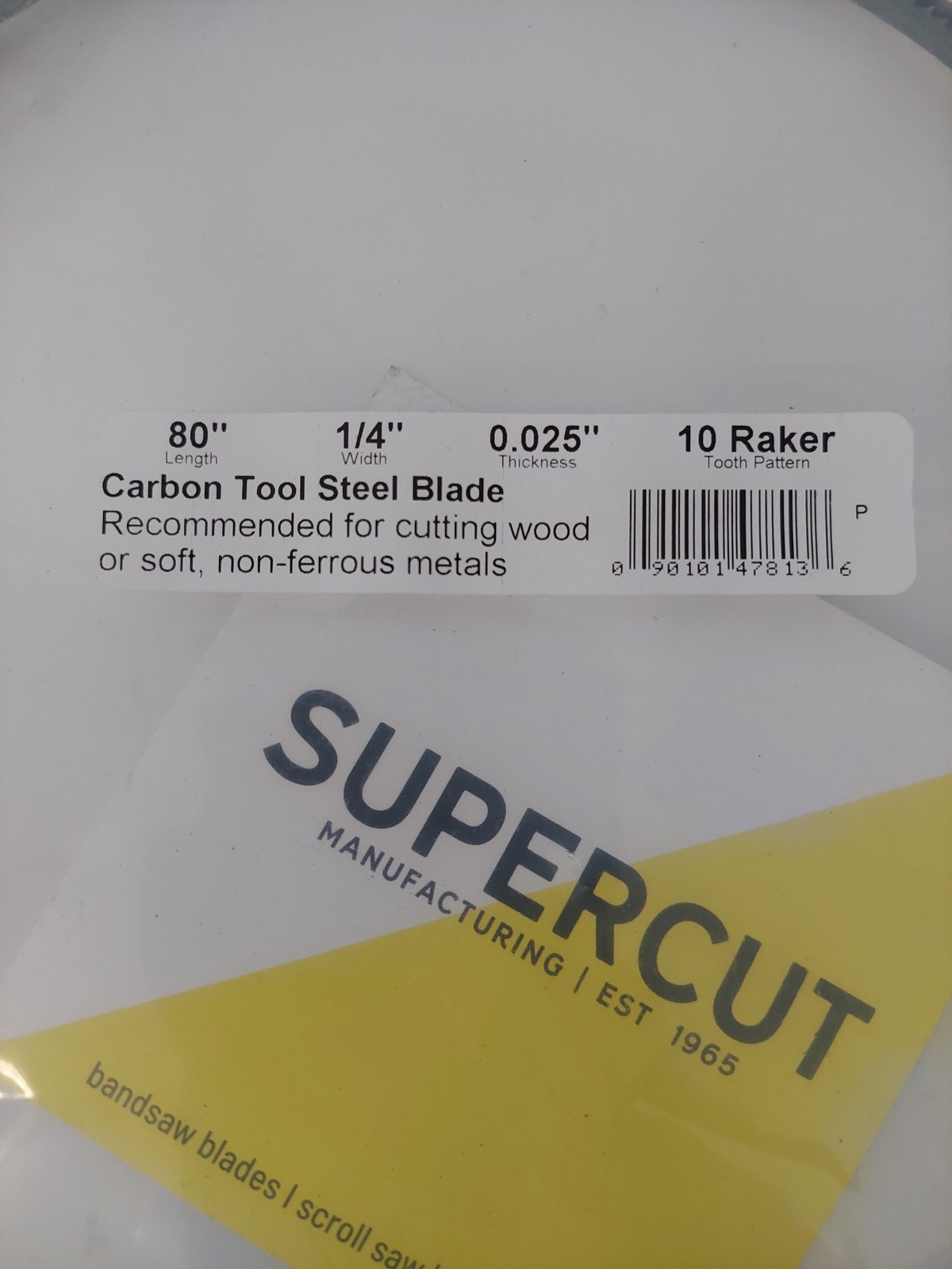 Supercut Bandsaw Blade 80” L, 1/4” W, 0.025” Thick, 10 Raker Tooth Pattern