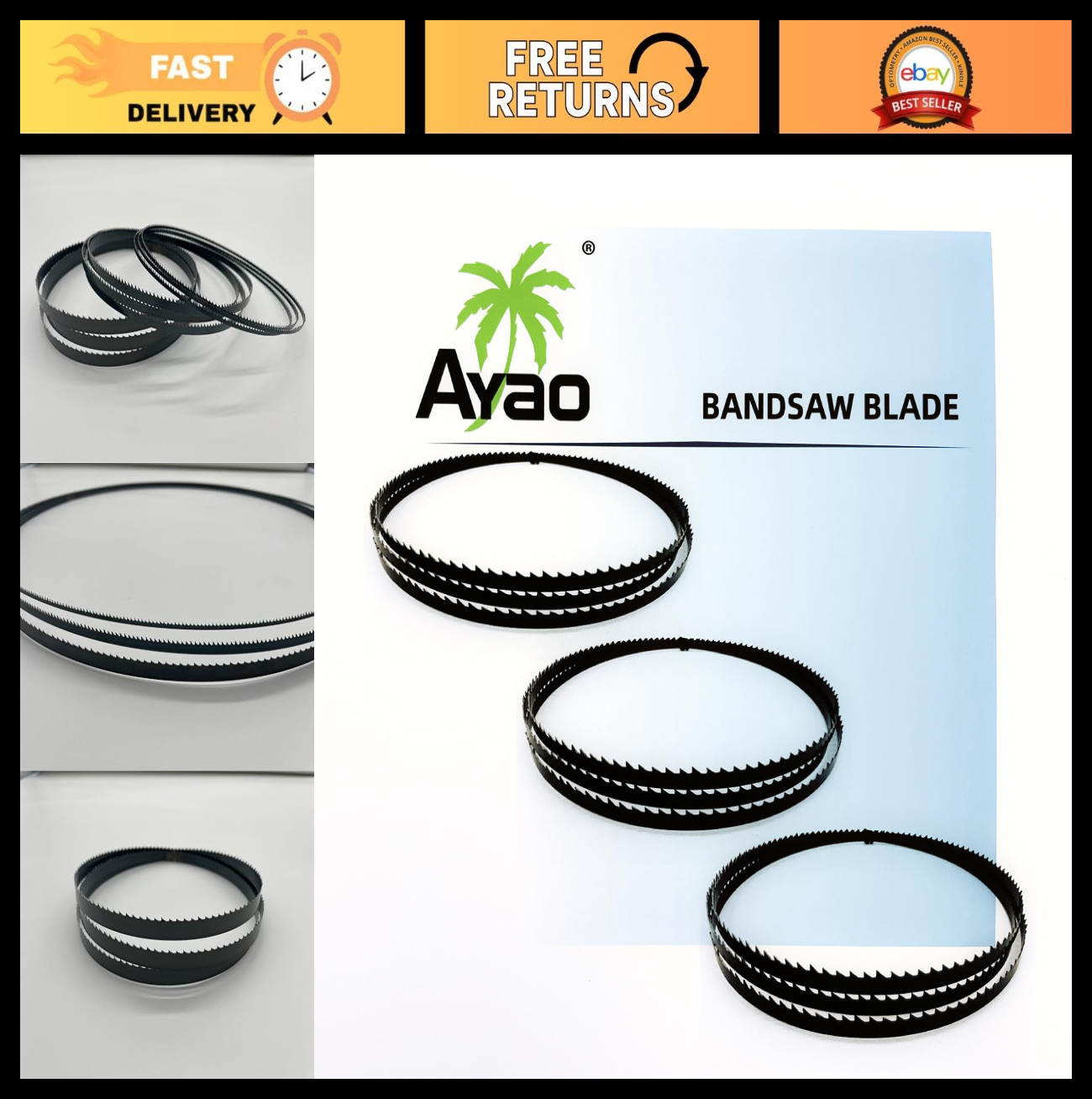 72″ Bandsaw Blades Assortment (1/8″, 1/4″, 3/8″) for 10″ & 11″ Band Saws – 3 Pac
