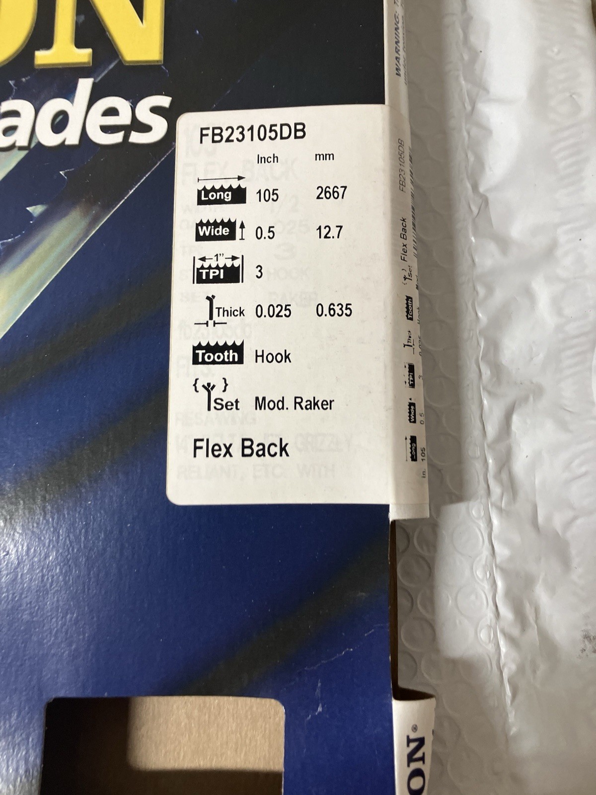 Olson 105 In. x 1/2 In. 3 TPI Band Saw Blade FB23105DB Olson Powertec 13201X