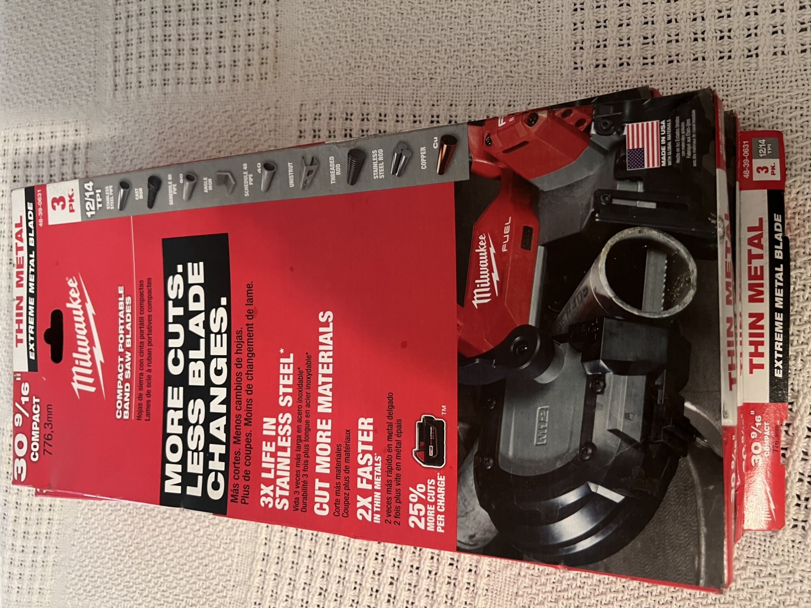 Milwaukee 48-39-0631 30-9/16″ 12/14Tpi Compact Exteme Metal Band Saw Blade, 3-Pk