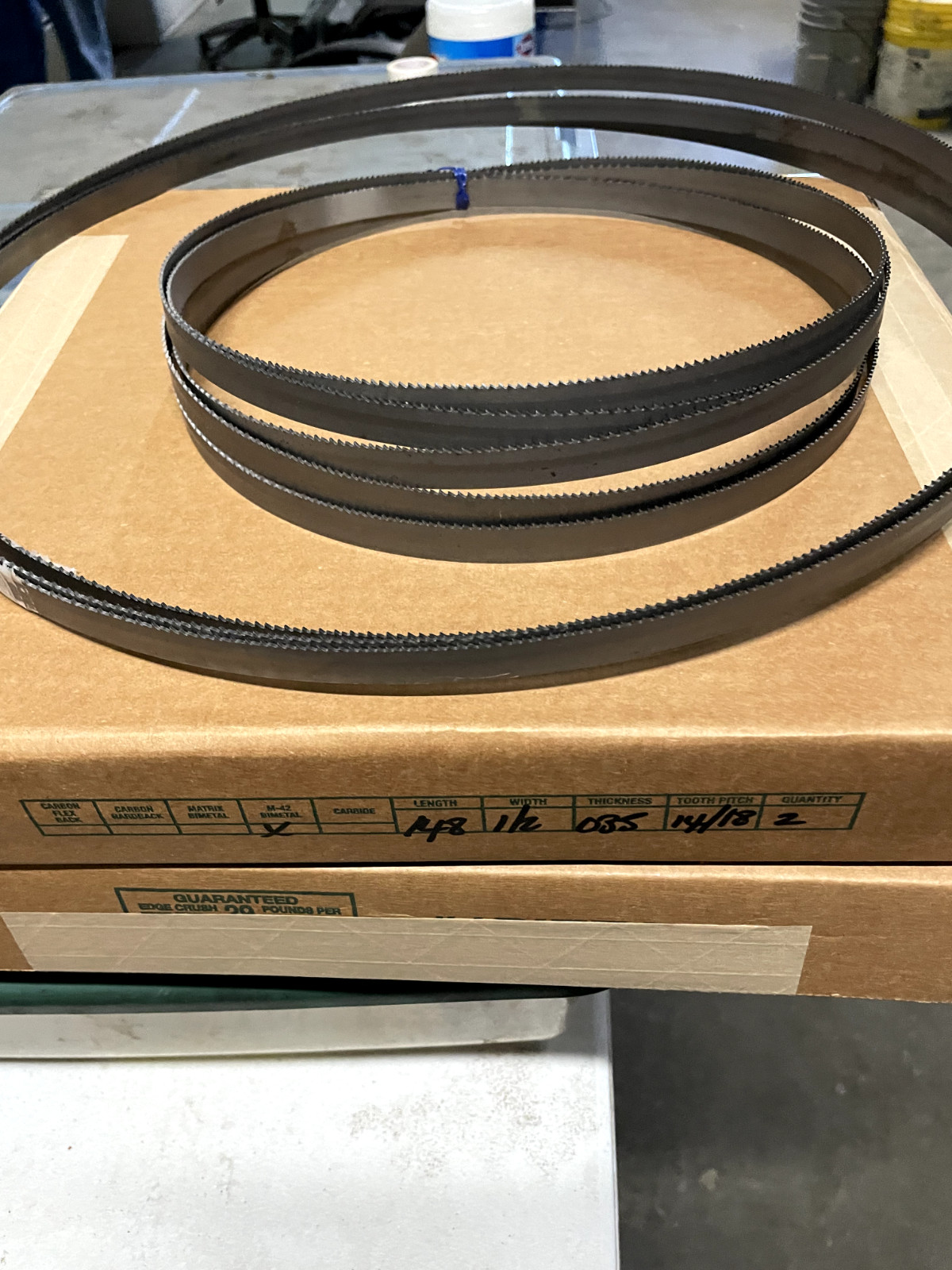 148 inch 1/2 inch wide and .035 inch thick metal cutting band saw blades 14/18