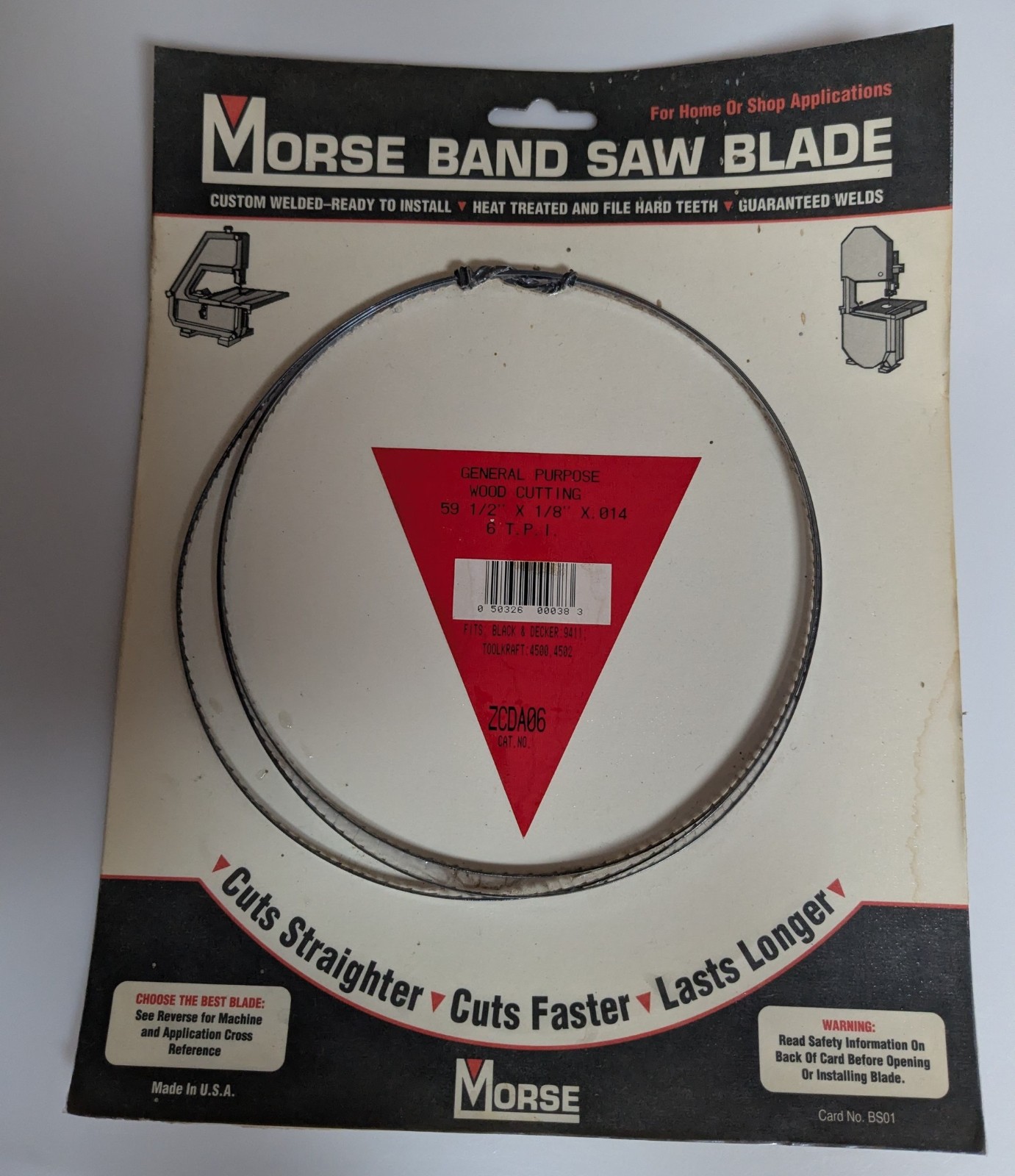 Morse Band Saw Blade ZCDA06 59.5″x 1/8″X .014 Wood Cutting 6T.P.I. Sealed New IP